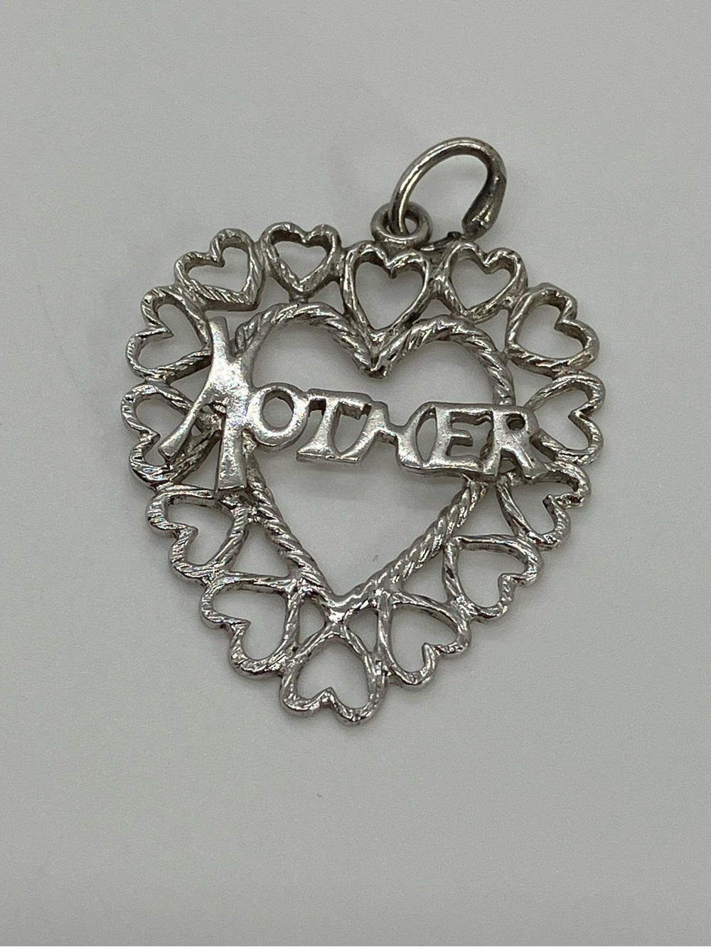 Vtg Rembrandt 925 Mother Heart Sterling Silver Large Charm